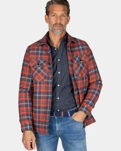 Roodgeruit flannellen gewateerd overhemd - Reef Red