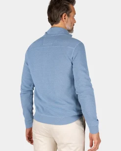 Sportieve blauwe sweater met halve rits - Brave Blue