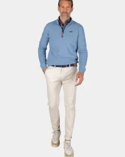 Sportieve blauwe sweater met halve rits - Brave Blue