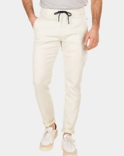 Sportieve effen chino - Cream