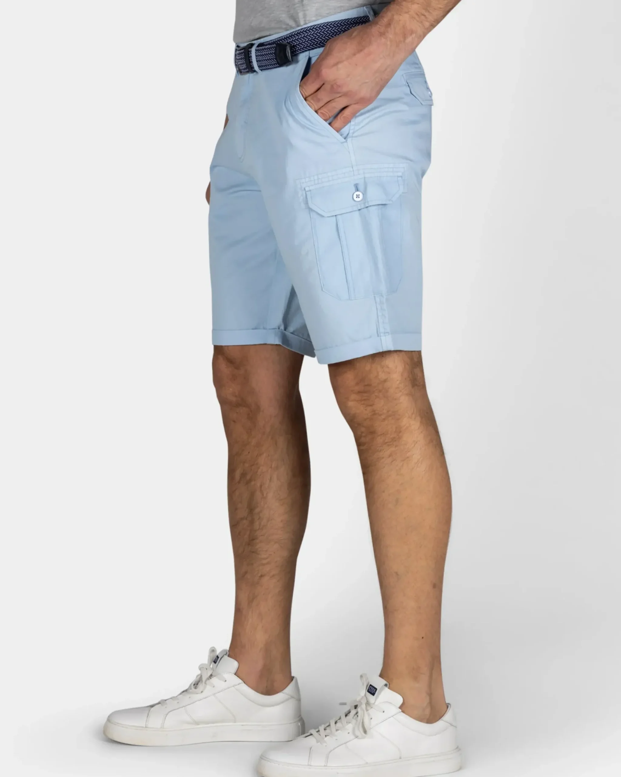 Stoere lichtblauwe katoenen cargo short