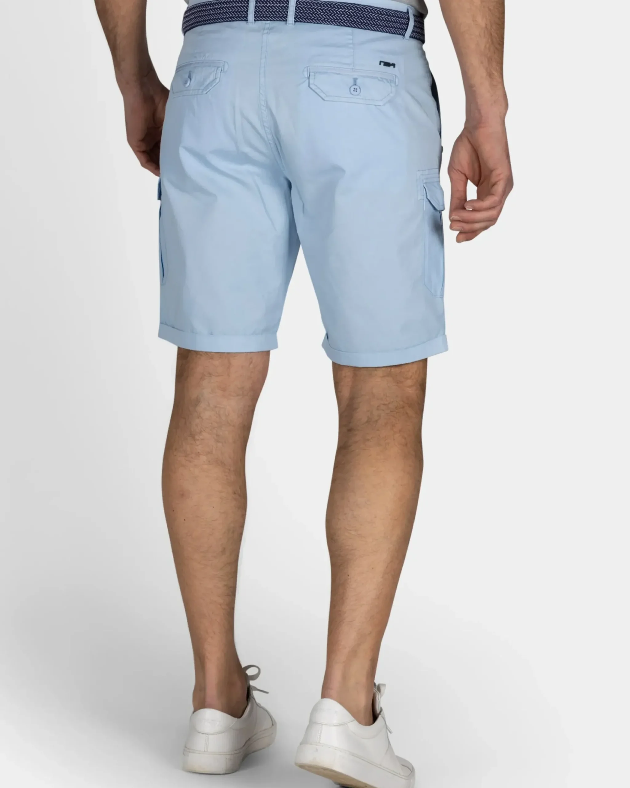 Stoere lichtblauwe katoenen cargo short