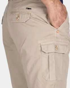 Stoere zandkleurige katoenen cargo short