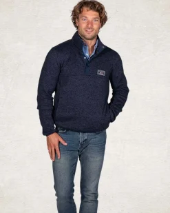 Sweater met halve knoopssluiting - Pitch Navy