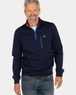 Sweater met halve rits Areare - Reef Navy