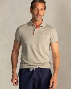 Taupe polo van katoen en gerecyclede polyester