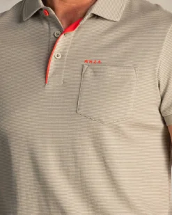 Taupe polo van katoen en gerecyclede polyester