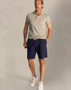 Taupe polo van katoen en gerecyclede polyester