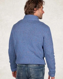 Trui met halve knooppsluiting van wolmix - Cloudy Blue