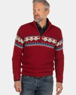 Trui met halve rits Aranga - Cardinal Red