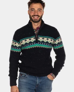 Trui met halve rits Aranga - Steady Navy