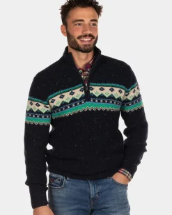 Trui met halve rits Aranga - Steady Navy