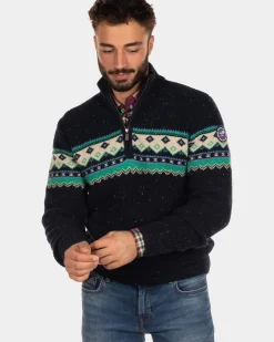 Trui met halve rits Aranga - Steady Navy