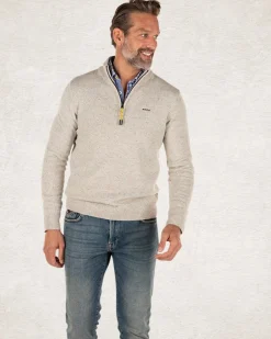 Trui met halve rits met wol - Shadow White