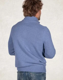 Trui met halve rits van wol mix - Cloudy Blue