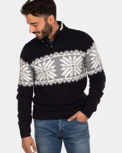 Trui met knopen Oromahoe - Steady Navy