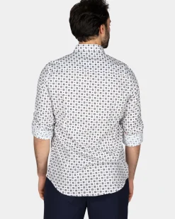 Wit overhemd met blauwe grafische print
