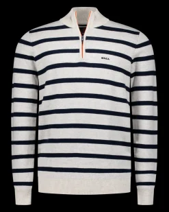 Witte katoenen trui met navy streep
