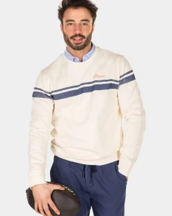 Witte sweater met blauwe streep - Cream