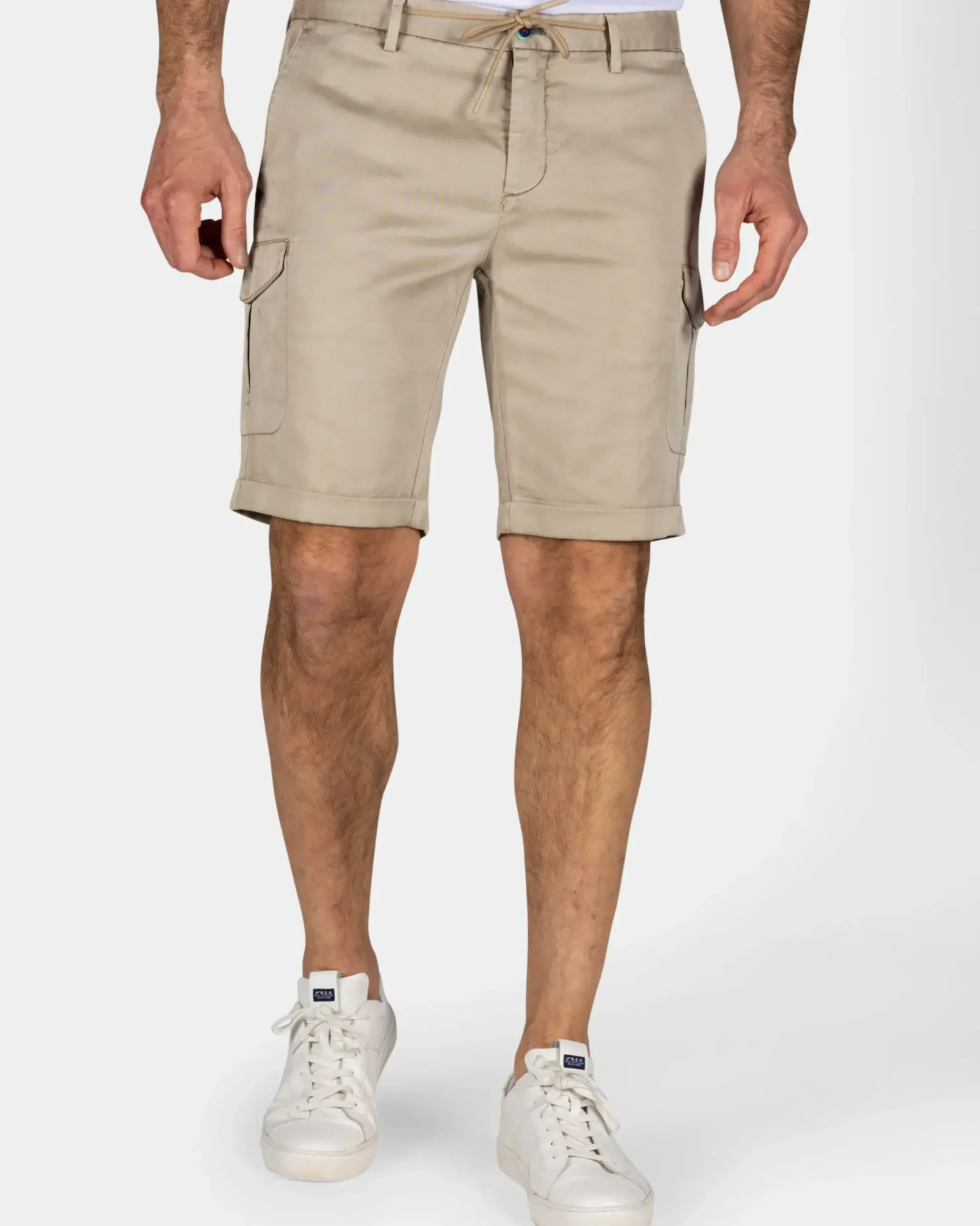 Zandkleurig cargo short met stretch