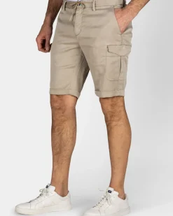 Zandkleurig cargo short met stretch