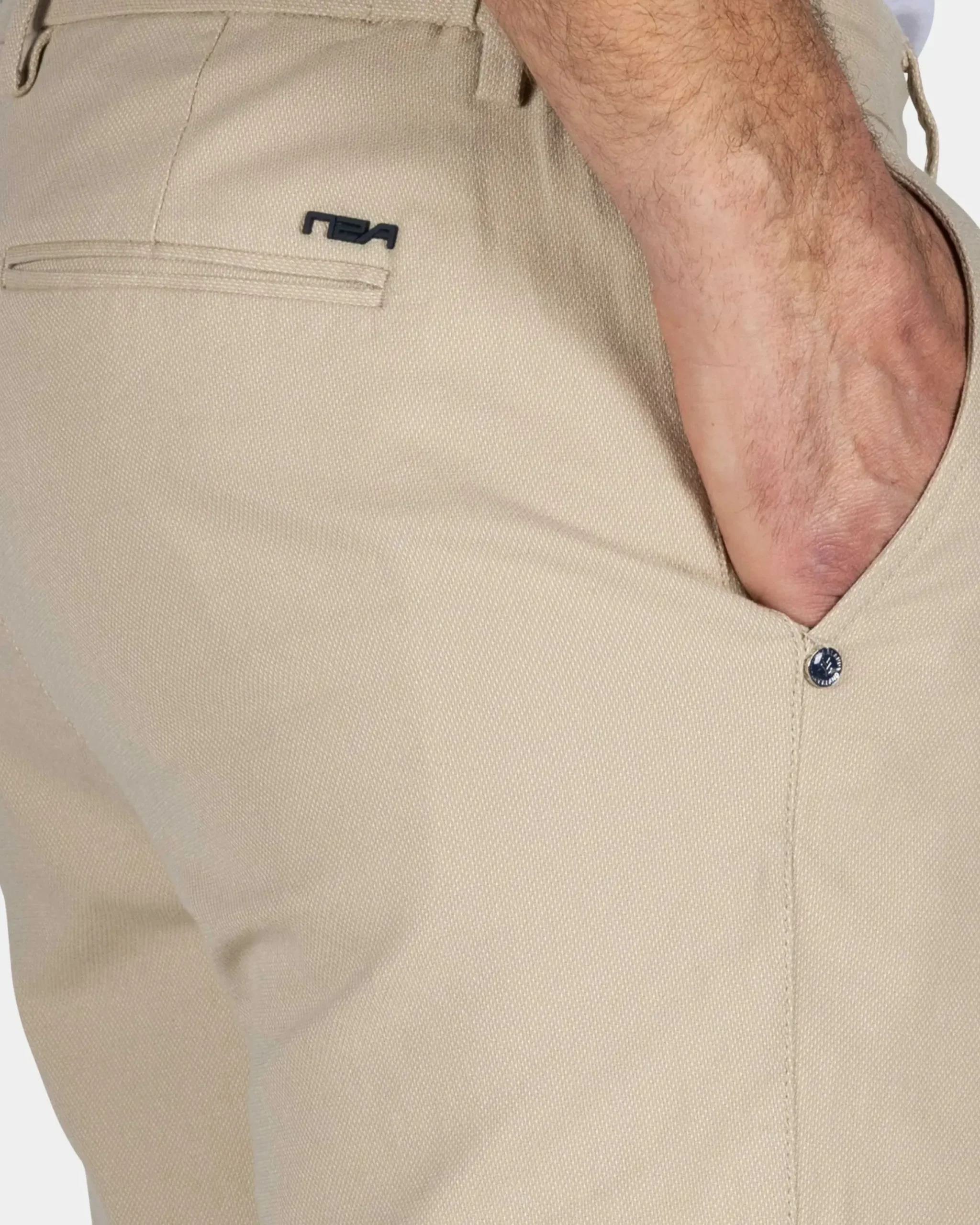 Zandkleurige chino short met stretch