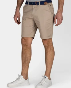 Zandkleurige katoenen chino short
