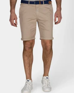 Zandkleurige katoenen chino short