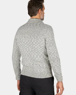 Zandkleurige katoenen trui met halve rits - Shimmering Sand