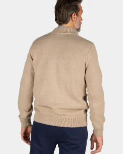 Zandkleurige pullover met gebreide print - Shimmering Sand