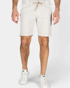 Zandkleurig gestreepte chino short