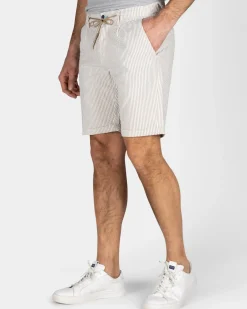 Zandkleurig gestreepte chino short