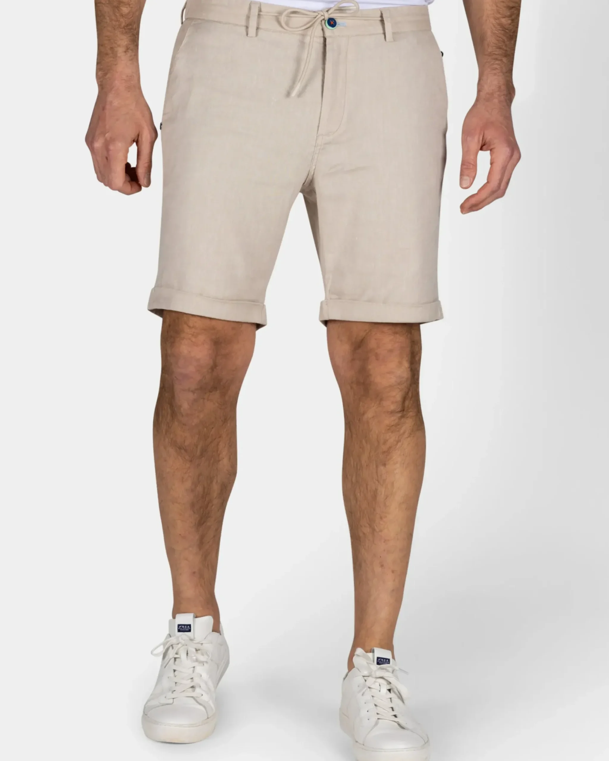 Zandkleurig linnen stretch short