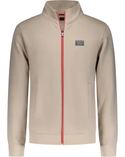 Zandkleurig vest met rode accenten - Shimmering Sand
