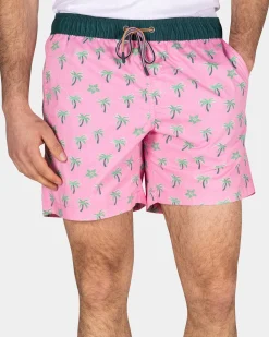 Zwembroek met palmbomen - Bright Pink